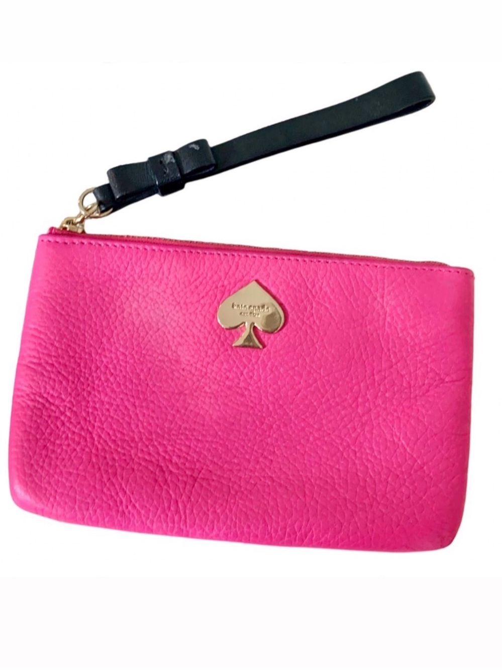 Kate Spade Leroy Street Bee Hot Pink Pebbed Leather Wristlet WLRU1890